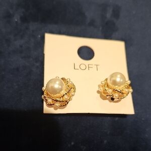 LOFT Gold and Cream Pearl Earrings
